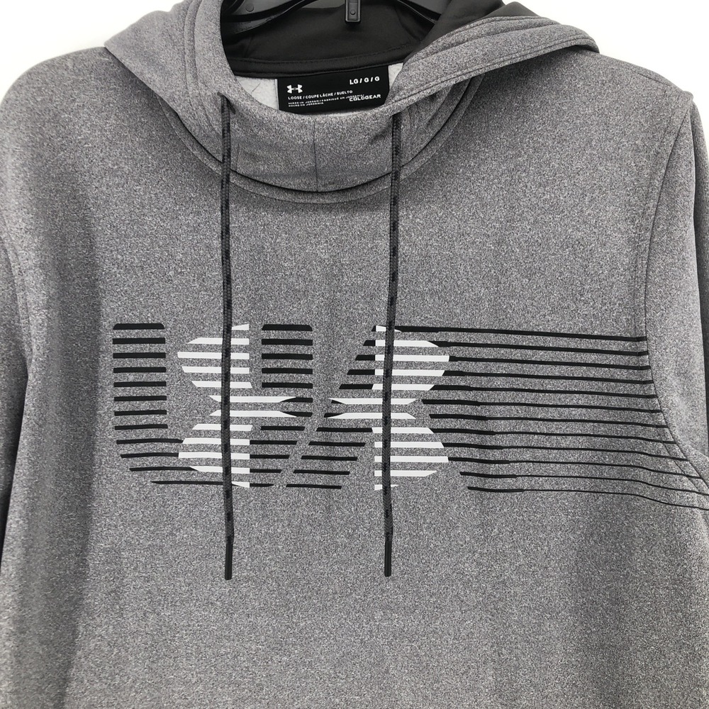 Under Armour Sweater LOOSE Sweatshirt Mens Large Gray Hoodie Pullover COLDGEAR - Picture 2 of 8